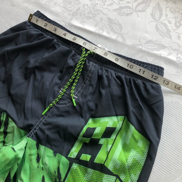 Minecraft Graphics Boys Size 14-16 Swimming Trunks Shorts Mesh Lining Elastic - Picture 3 of 13